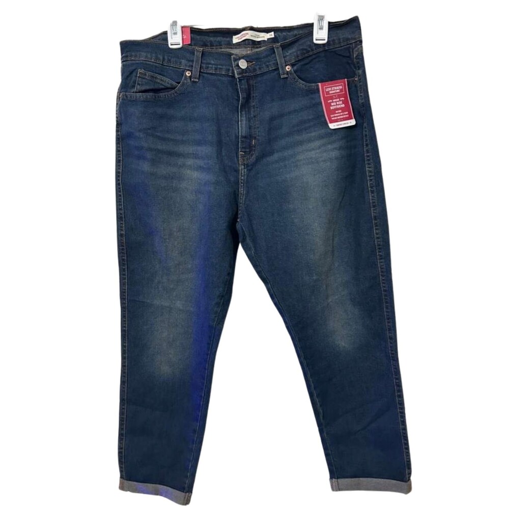 Levis Vintage Mid Rise Boyfriend Jeans Womens Size 16 Dark Tapered Legs New